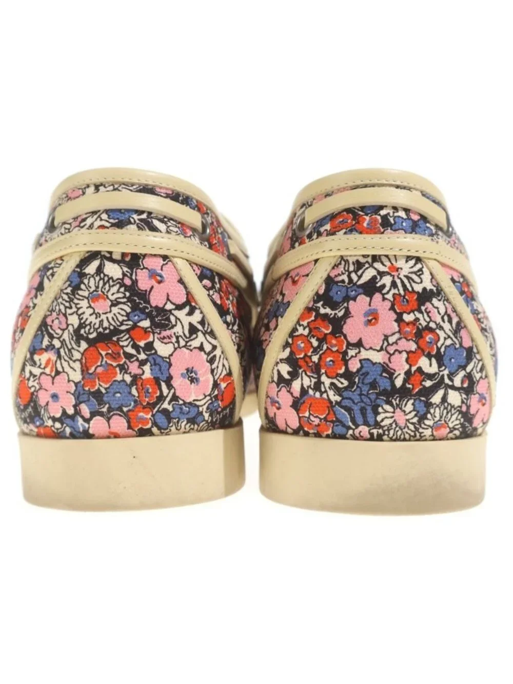 Gucci Flower Canvas Allover Print Deck Low Cut Shoes Beige Pink